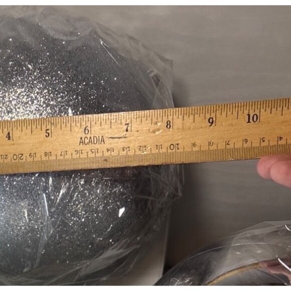 Set Of 4 Large Silver & Glitter Christmas Ornaments 8" Diameter - Picture 6 of 6